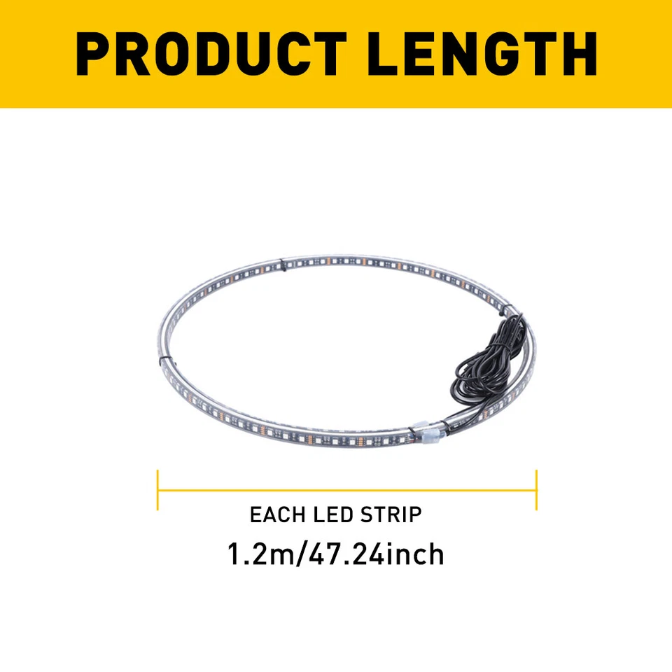 15.5" RGBW DOBLE FILA Control Remoto LED + Bluetooth APP Rueda Multifunción Llanta Luces Foto 2 de 4