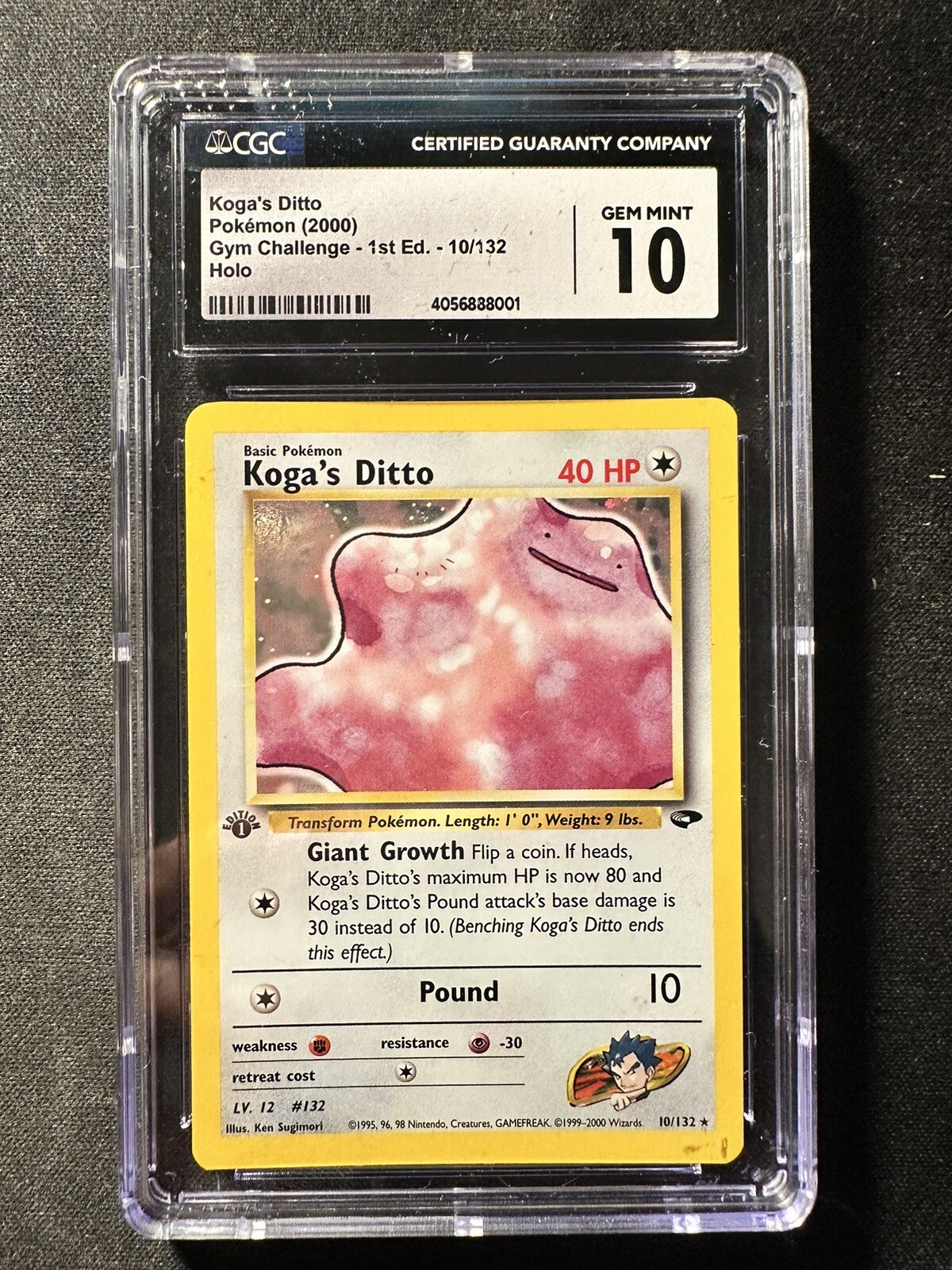 Pokemon TCG Card Koga's Ditto 10/132 Gym Challenge 1st edition CGC Mint 10 Holo