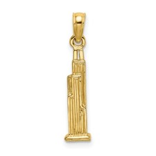 14K Yellow Gold 3-D Sears Tower (Chicago) Pendant