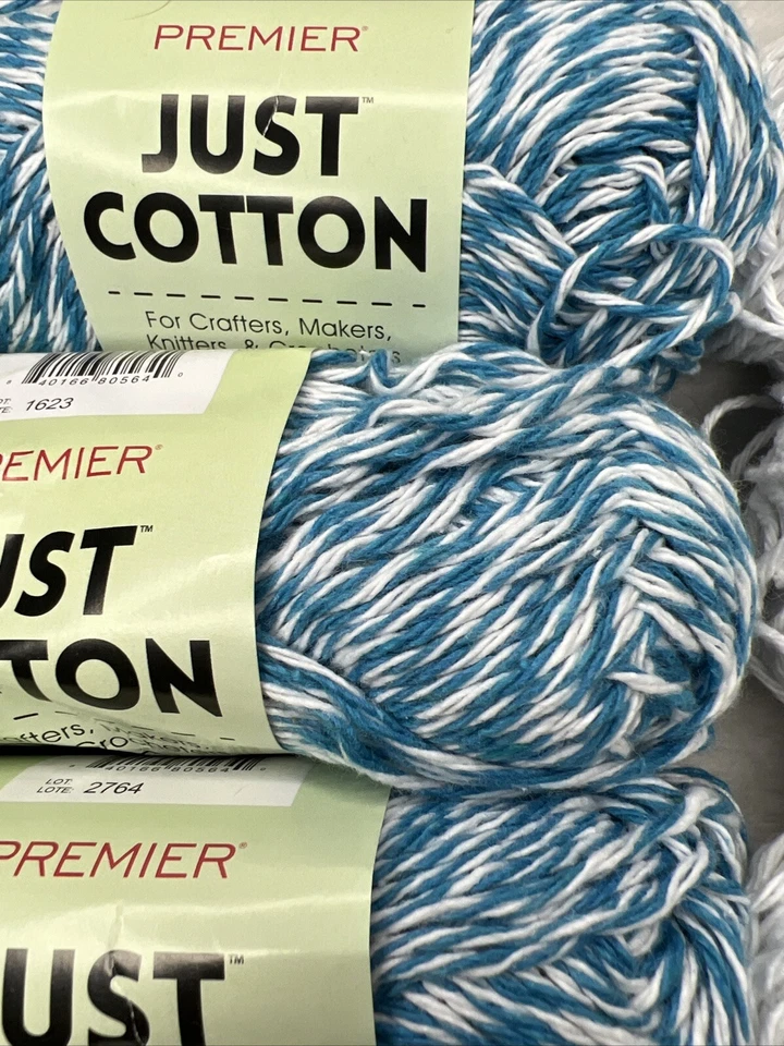 Lote 8 + madejas solo hilo de algodón turquesa jaspeado blanco liso hilos Premier 2,1 oz Foto 2 de 4