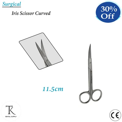 TK PLUS Chirurgische Instrumente Iris Schere Gebogen 11,5cm Trimmen Gewebe Labor Shears
