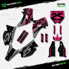 Gray & Pink Slick Racing Graphics Kit fits 03-08 Kawasaki Kx250 Kx 250 Decal