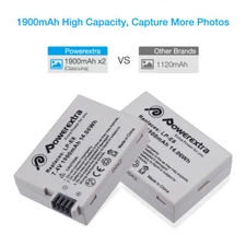 Powerextra 2-Pack LP-E8 Battery For Canon EOS 650D 600D 550D, Kiss X7i X6i X5 X6