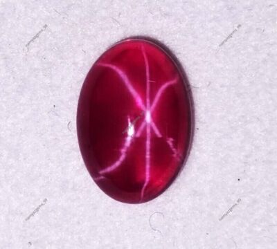 6 Rays NATURAL Red Star Ruby 8 Ct Oval Cabochon CERTIFIED Loose Gemstone