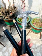 antique vintage brass dragon shape design handle wooden removal walking stick