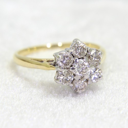 Stunning 1ct Diamond Cluster 18ct Yellow Gold ring L 1/2 ~ 6 - Picture 4 of 10