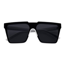 ELECTRIC - Large Rimless Rectangle Shield Sunglasses Gloss White Dark Smoke