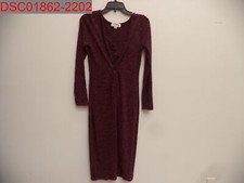 Threads & States Women's Heathered Burgundy Twist Front Sweater Dress, Size M