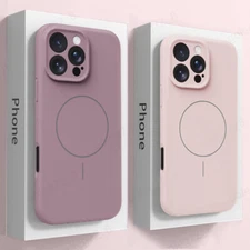 For iPhone 16 Pro Max 15 14 13 12 Shockproof Liquid Silicone Magnetic Case Cover