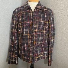 Coldwater Creek Tweed Jacket Womens Size Medium Multicolor Pockets Zipper