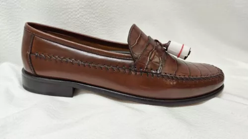 Florsheim Pisa Cognac 18469 Mens Size 10.5D Croc Leather Tassel Loafer Shoes-New