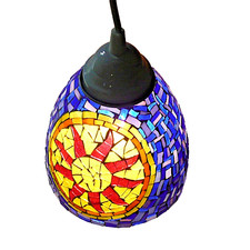 Mediterran Hängelampe Lampe Mosaik Handarbeit Blau ca. 15 x 19 cm