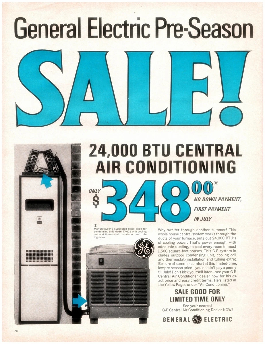 1967 General Electric Central Air Conditioner Vintage Print Ad Pre Season  Sale | eBay