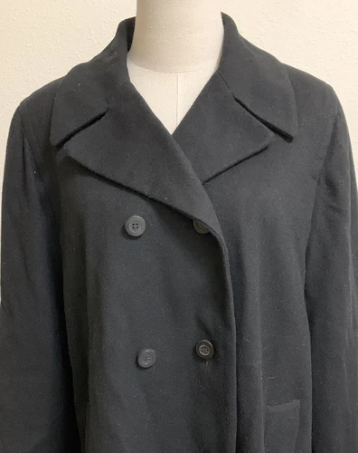 Vintage Kristen Blake Coat Wool Cashmere Black Sz M Chest 46” USA Union Made