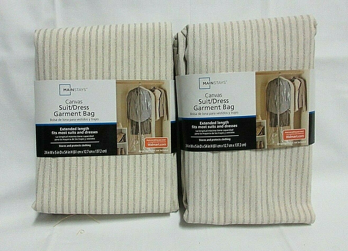 Canvas Suit Dress Garment Bags Hanging Bag Mainstays TICKING 24WX5"DX54" H SET/2 eBay