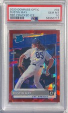 DUSTIN MAY 2020 DONRUSS OPTIC RED ICE PRIZM RC #D 5/7 PSA 10 GEM MINT POP 1/1