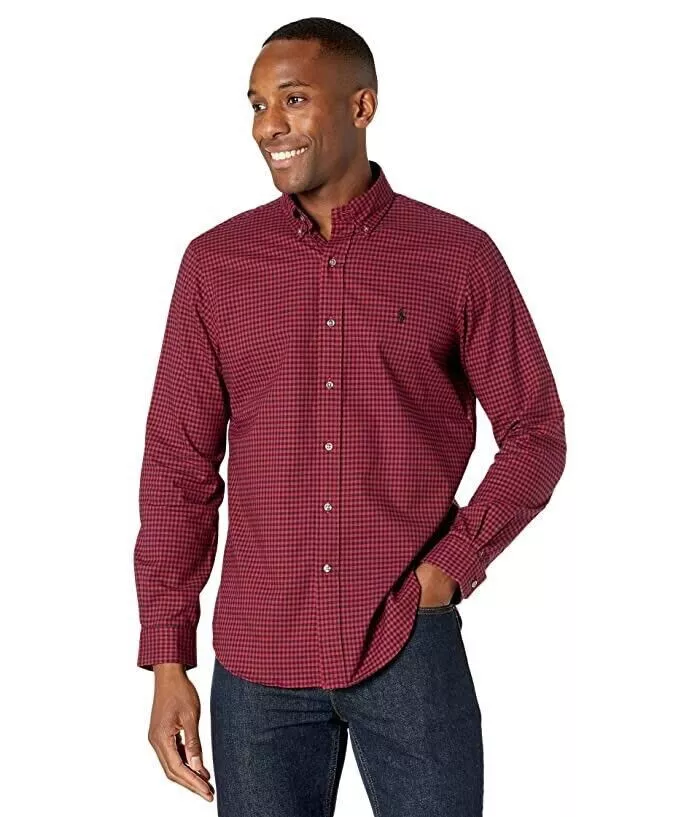 Ralph lauren red button down best sale shirt