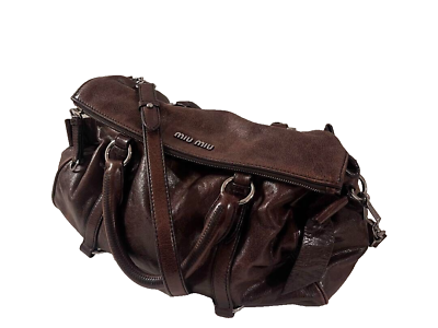 Miu Miu VITELLO LUX 2way Hand Bag Shoulder Bag Leather Dark Miu Miu VITELLO LUX 2way Hand Bag Shoulder Bag Leather Dark