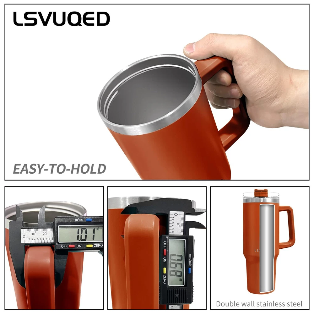 Tumbler Cups, 40 oz Tumbler with Handle and Straw Lid Reusable Stainless Stee...