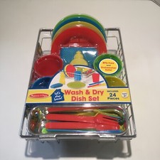 Melissa  Doug Let's Play House Wash and Dry Dish Set 24 pcs 