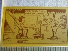 Postcard Postage Camping Scene "Everything is OK Even my Cookin"