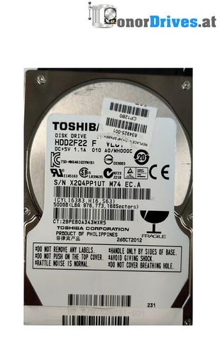 Toshiba HDD2F22 - 500 GB - SATA - PCB G002872A*