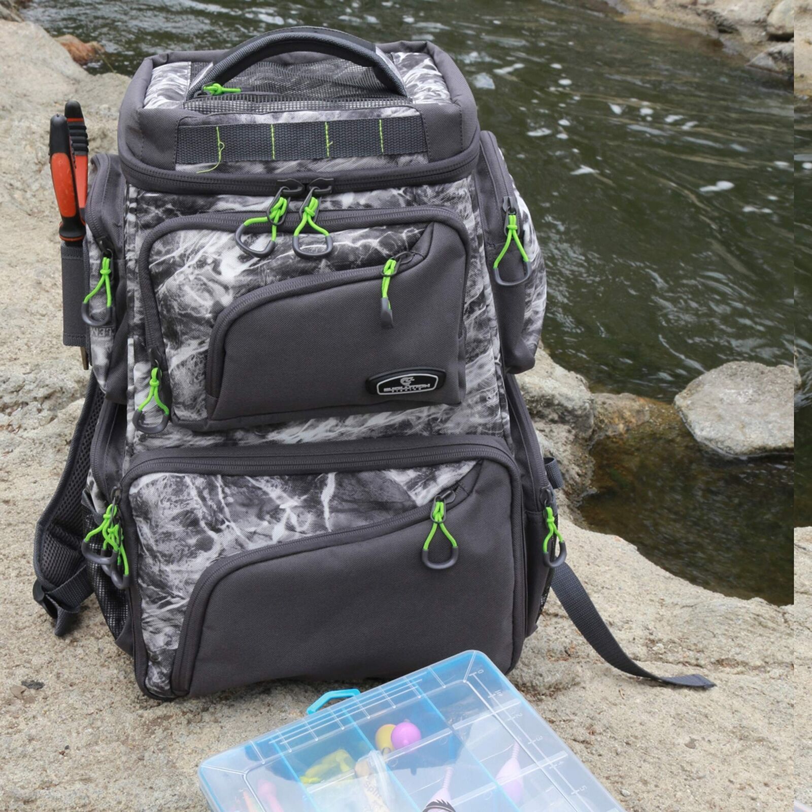  Evolution Fishing Largemouth Double Decker 3600 Tackle Backpack  - Water Camouflage, Outdoor Rucksack w/ 3 Fishing Trays, Padded Handle, Fishing  Backpack, Tackle Storage : Sports & Outdoors