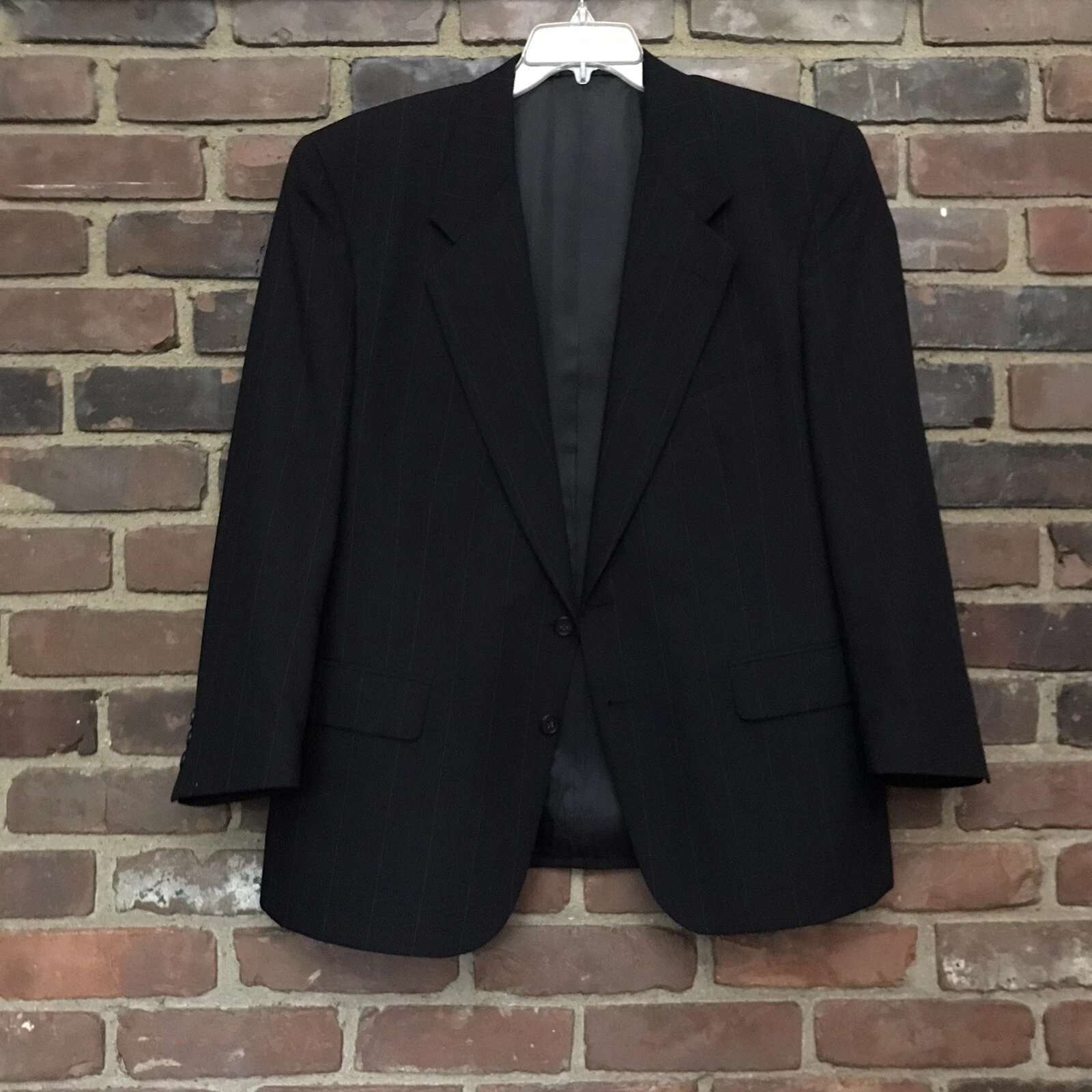 Christian Dior Blazer a righe 2 bottoni nero a righe grigio 46 petto 29 5"" lungo