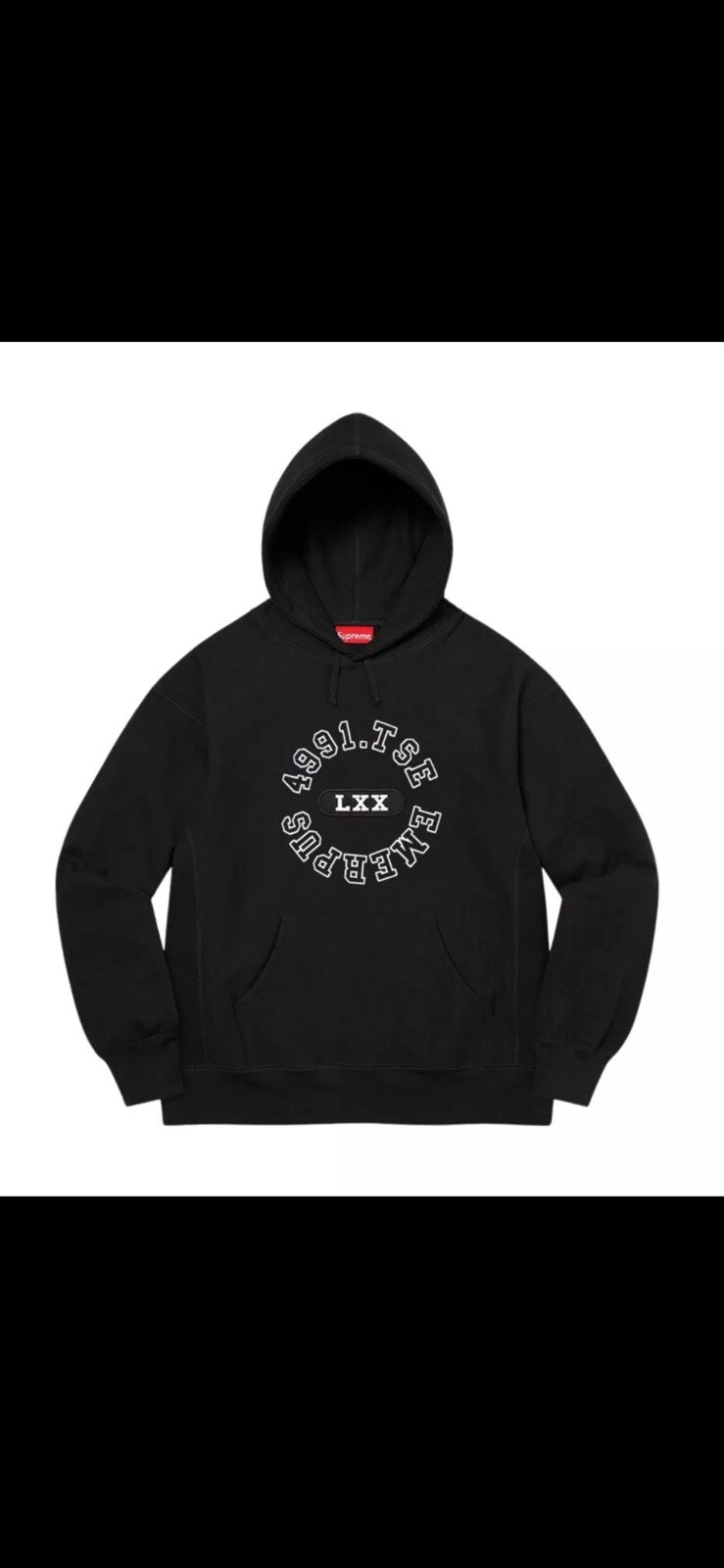 Sweat à capuche Supreme Reverse style homme noir Ss23 sw66 logo blanc