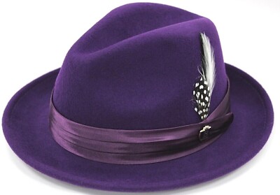Men's Purple Fedora 100% Wool By Bruno Capelo Crushable UN-107