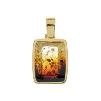 Cavill Bernstein AnhäNger 3,15Ct Goldplattiert 925 Silber Rechteckig