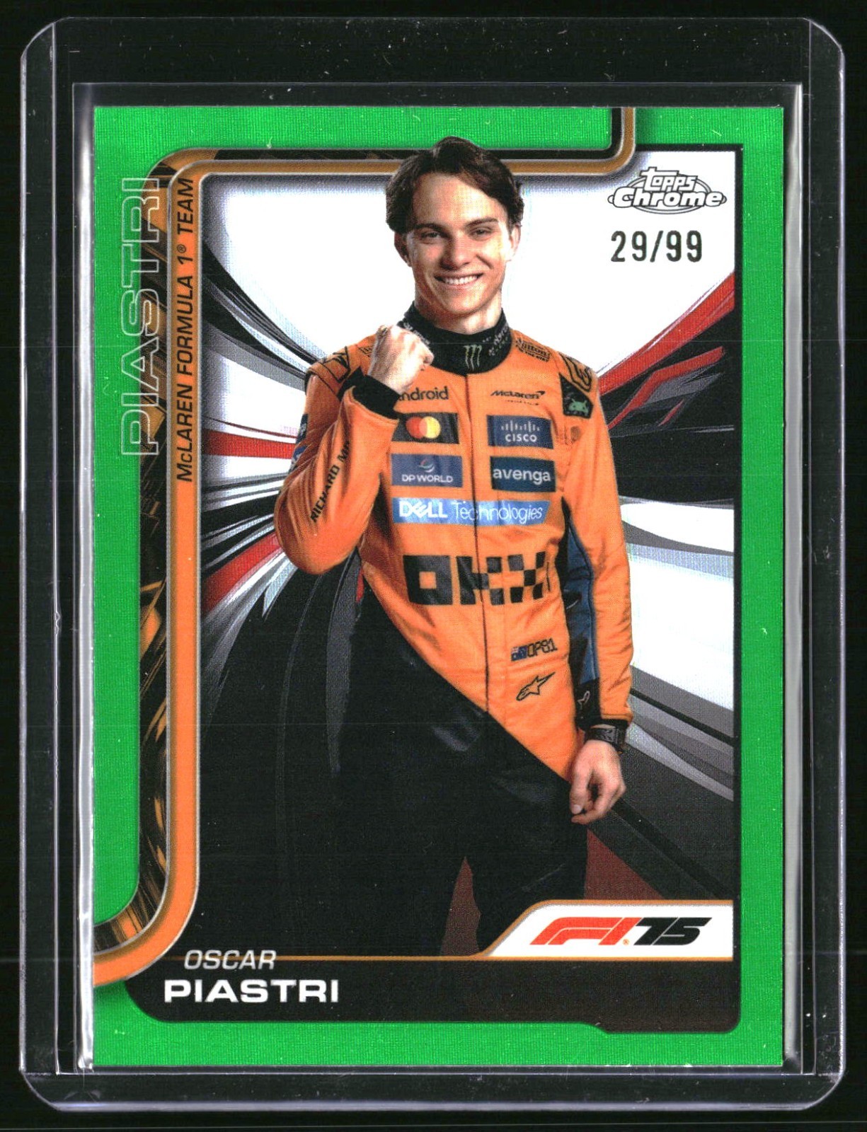 2025 Topps Chrome Formula 1 F1 Oscar Piastri Portrait Green Refractor 29/99 #6