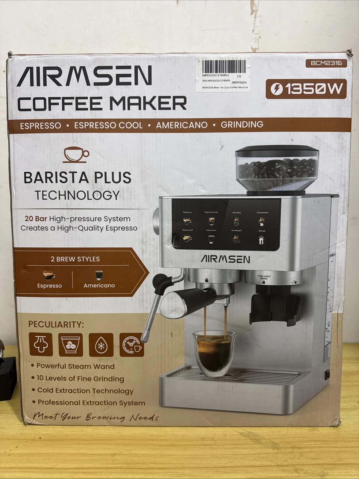 Espresso Machines with Burr Grinder, 20 Bar, Milk Frother Steam Wand, Stainless
Opens in a new windo