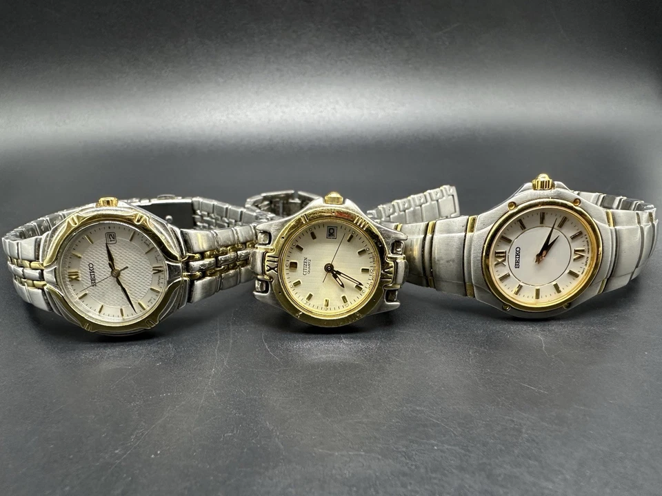 Lote de 3 relojes vintage de dos tonos Seiko y Citizen sin probar Foto 2 de 4