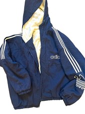 Vintage adidas Originals Men s Blue/White Full Zip Nylon Track Jacket Size L