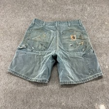 VINTAGE Carhartt Shorts Mens 33 Green Carpenter Hunter Green Faded B24 HTG 90s