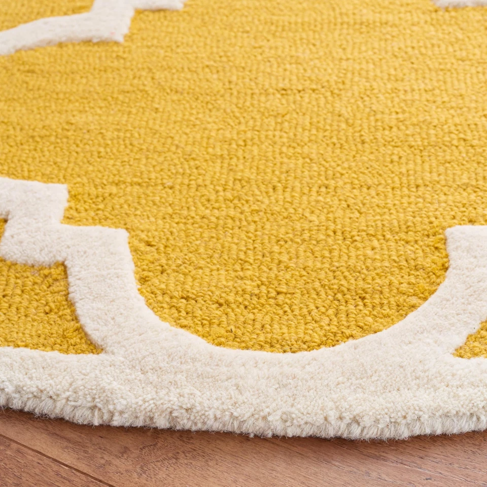 Небольшой ковер Cambridge Collection - 6 футов круглый, золото и слоновая кость, ручной работы марокканский трехцветный... - Изображение 3 из 3