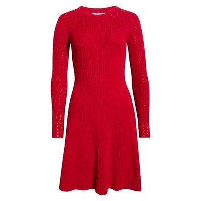 Cyclamen Womens Red Textured Ribbed Knit Sweater Dress Size Medium B0CC51DKKS