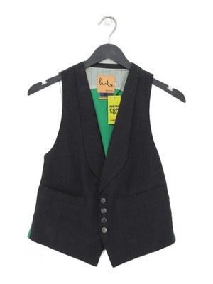 Paul Smith Men's Coat Chest: 34 in Grey Checkered Wool with Cotton Overcoat