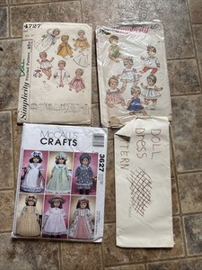 Lot Of 3 Vintage Doll Patterns Plus Handmade Pattern