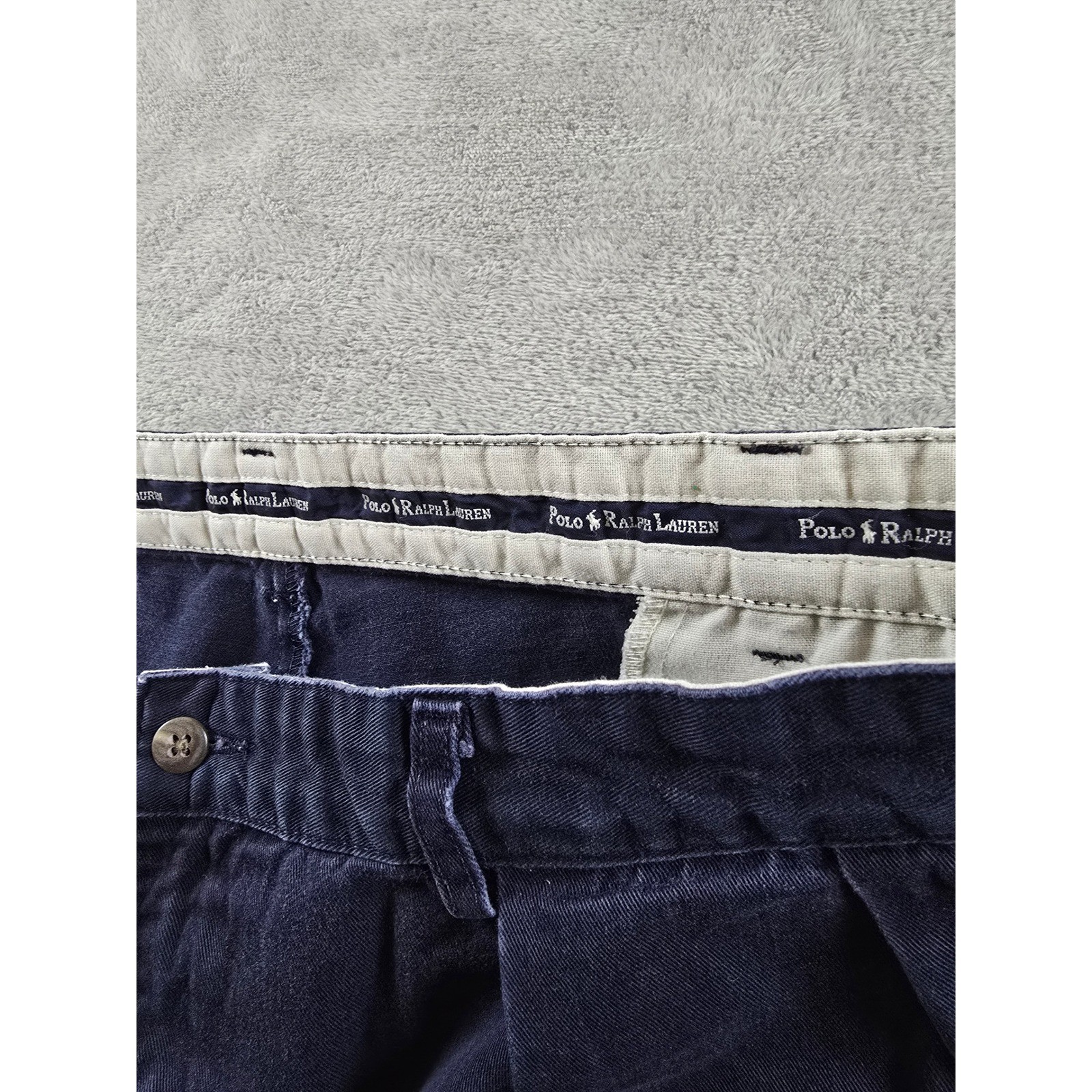 Vintage Polo Ralph Lauren Chino Shorts Mens 42 Fit 40 Blue Pleated Made in USA thumbnail 6