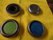 4 Vintage Red Yellow Blue Shuffle Board Pucks Bowler Pucks