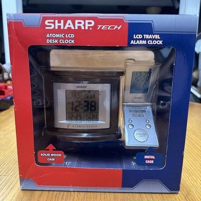 Brand New Sharp Tech Atomic LCD Desk Clock & LCD Travel Alarm Clock SPC324SC