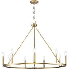 Progress Lighting P400314 Gilliam 9 Light 36"W Pillar Candle - Brass