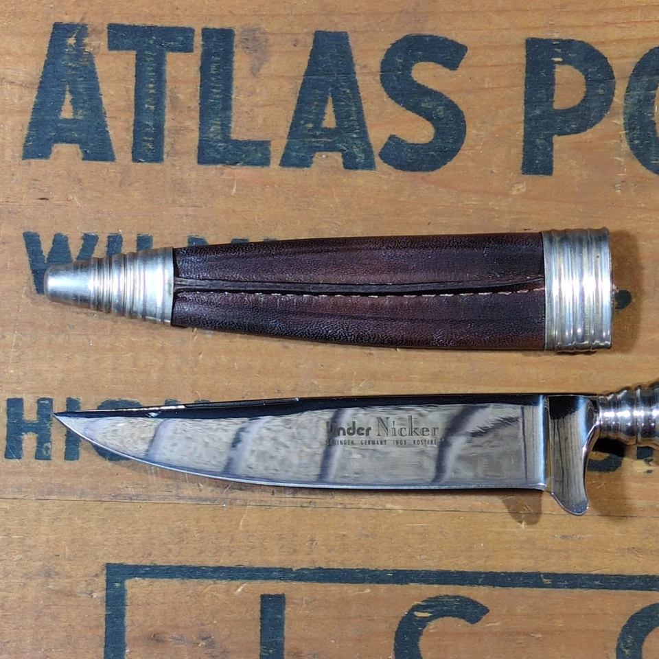 复古 Linder Knicker Solingen 德国鹿蹄狩猎刀,原装鞘 — 第 2/4 张图片