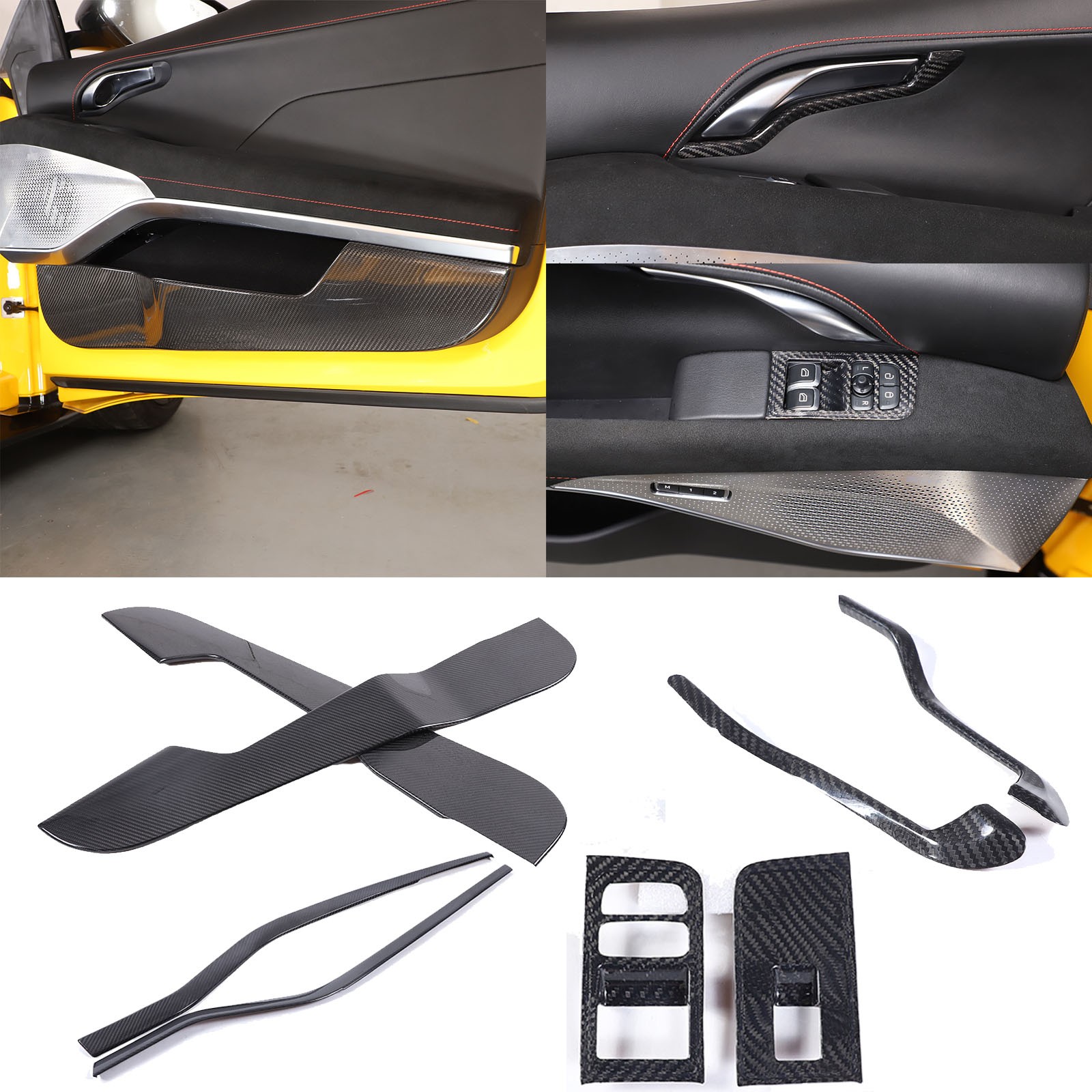 Carbon Fiber Door Panel Decor Strip Plate Cover Trim Kit For Lotus Emira 2022-24