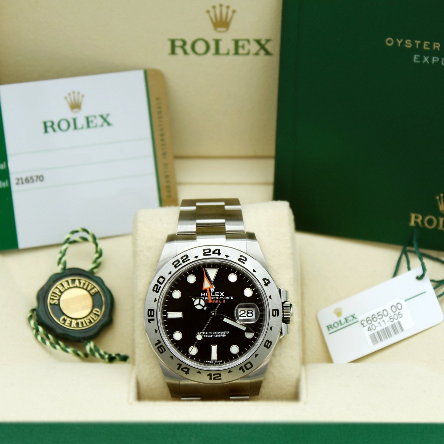 Rolex Explorer II 216570 42mm Black Dial Stainless Steel 2020 Box & Papers