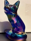 Very Rare Vintage Fenton Carnival Glass Sitting Fox Figurine.  4 3/4”
