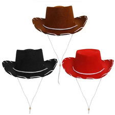 Kids Cowboy Hat Halloween Carnival Party Costume Cosplay Western Large Brim Hat