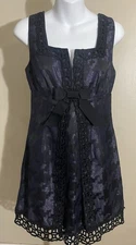 Anna Sui x Target Dress Women's Size 7 Goth Lace Bow Blue Black Mini